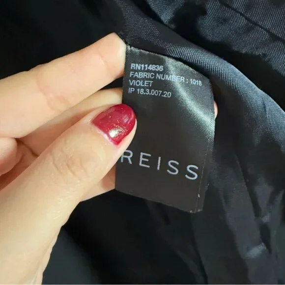 Reiss Violet Open Front Matt Black Jacket Blazer size S - Picture 5 of 8